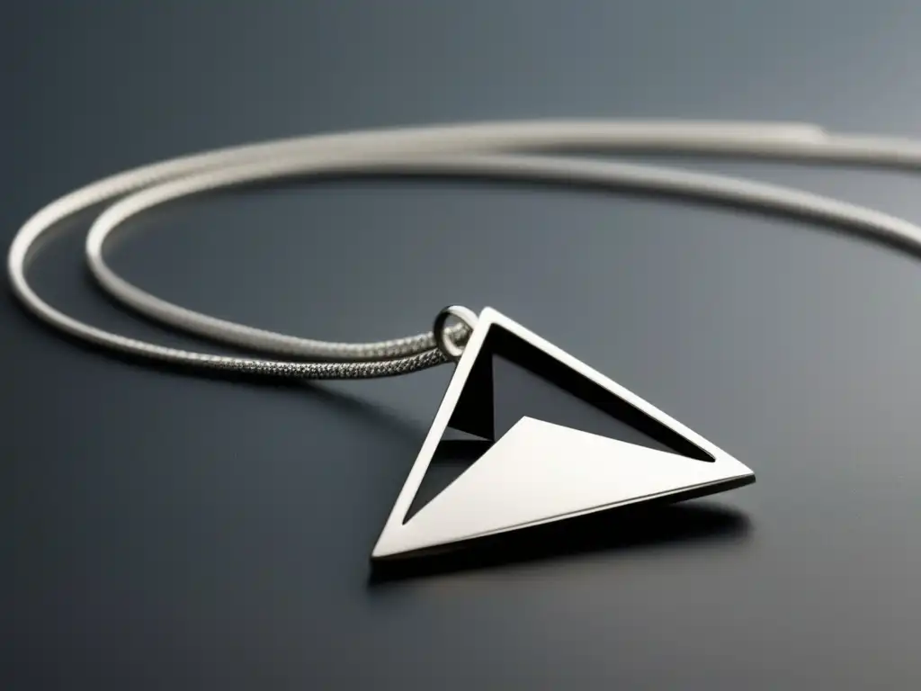 Tendencias diseño joyas contemporáneo: Colgante minimalista de plata pulida con diseño abstracto y moderno en cadena delicada