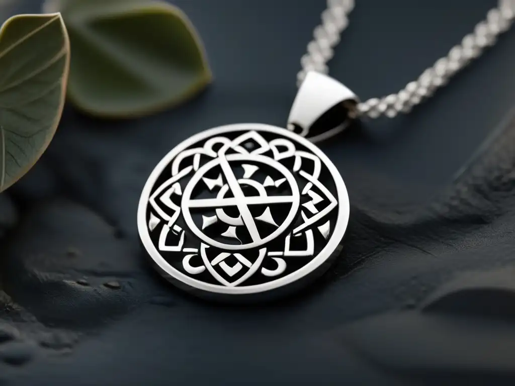 Joyería vikinga: pendiente plata geométrico con Vegvisir y cadena elegantemente minimalista