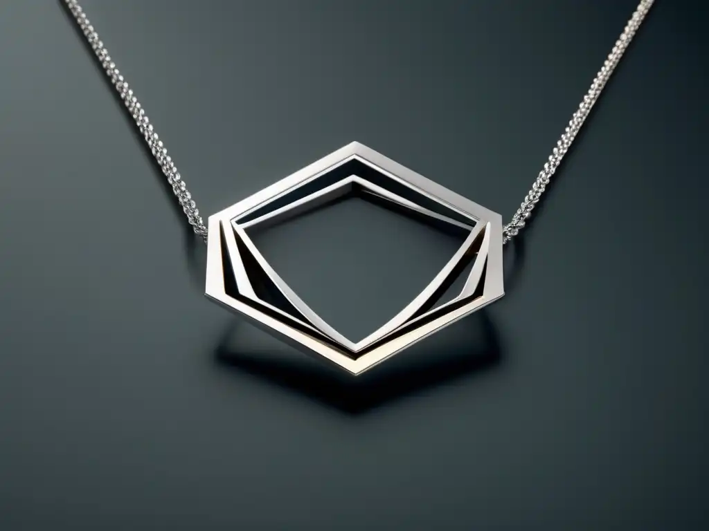 Impacto tecnológico en joyería contemporánea: collar de plata con forma geométrica y pantalla LED vibrante