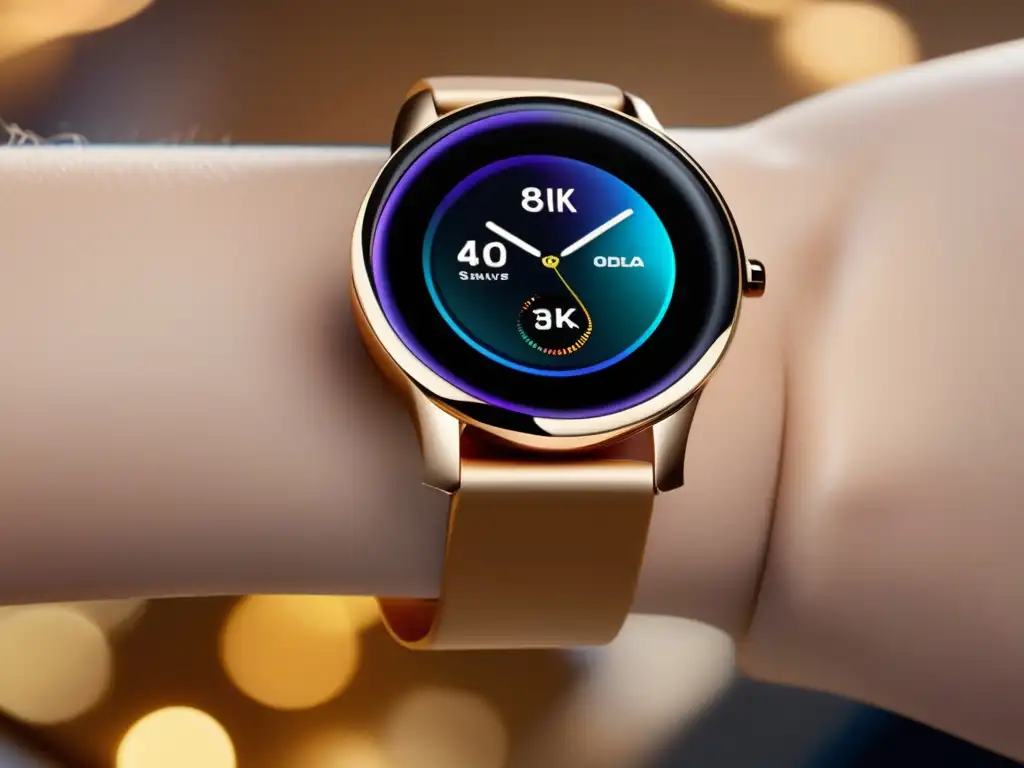 Reloj inteligente elegante y joyas tecnológicas Evolución joyería: wearables mundo moderno, imagen ultradetallada con reloj inteligente elegante y joyas tecnológicas