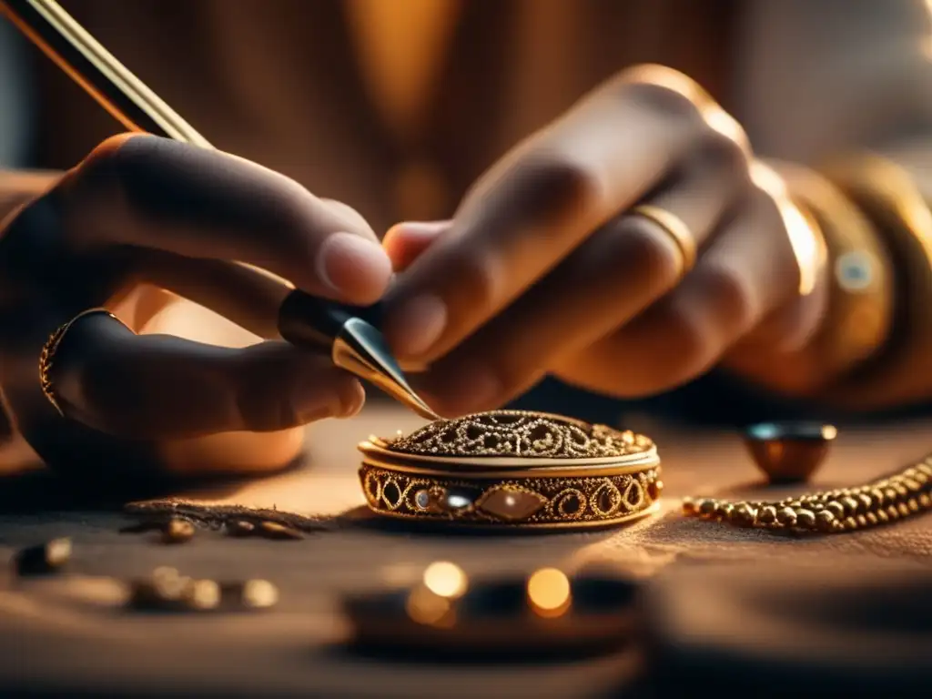 Restauración de joyería antigua Técnicas restauración joyas antiguas: Artista restaura joya antigua con precisión y delicadeza