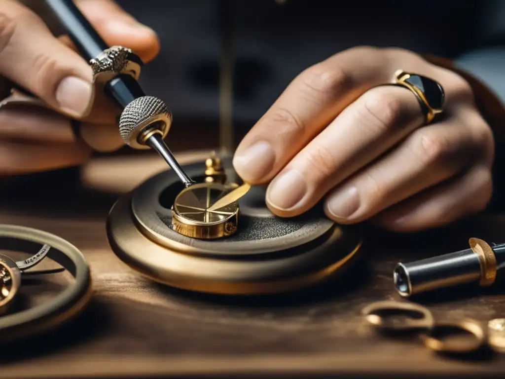 Proceso de restauración joyas antiguas: joyero experto restaurando con precisión y cuidado una pieza de joyería antigua