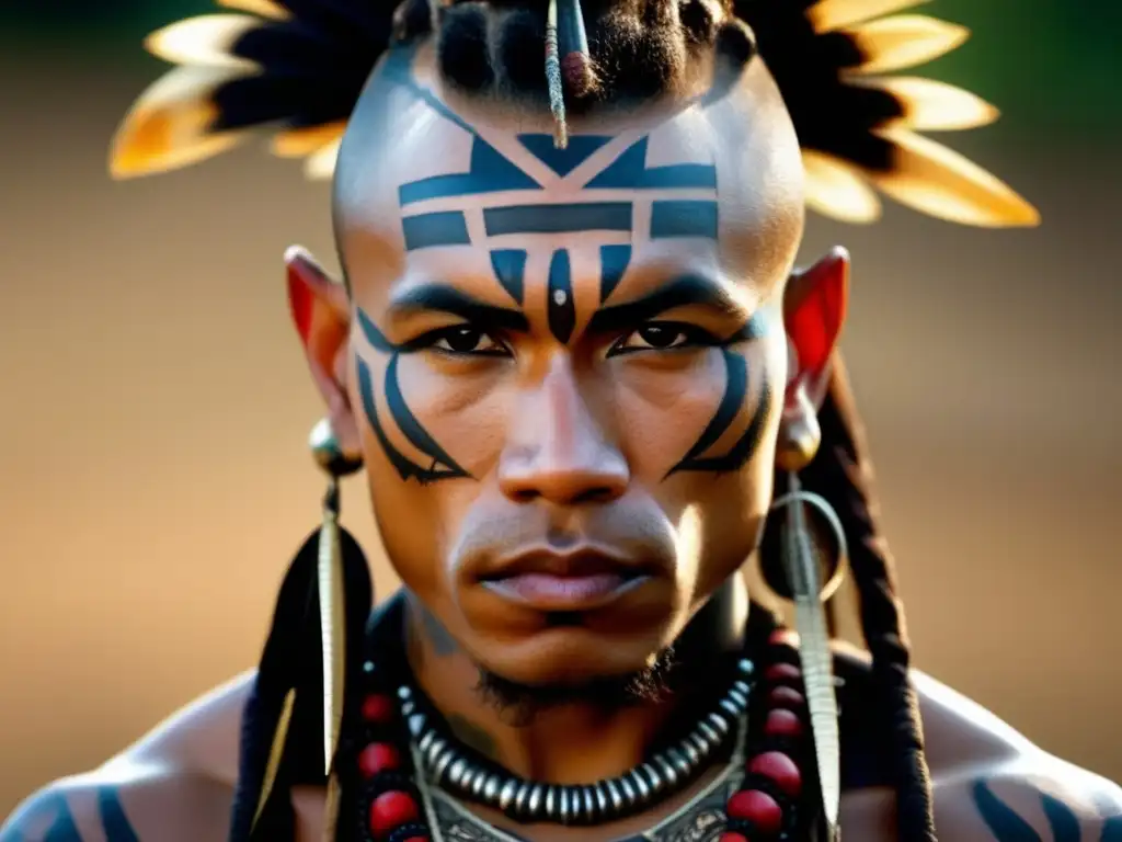 Guerrero Mohicano con tatuajes y adornos corporales: Historia y significado