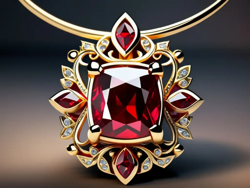 Historia de los rubíes en joyería: imagen de un deslumbrante rubí medieval con detalles en plata, reflejando elegancia y poder
