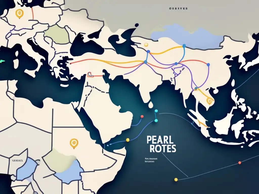 Mapa abstracto de rutas comerciales de perlas: historia, impacto económico y sostenibilidad