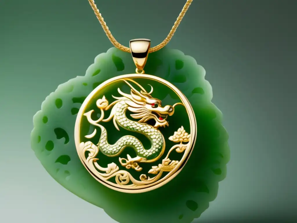 Joyería china Ming: Jade verde con dragón y fénix