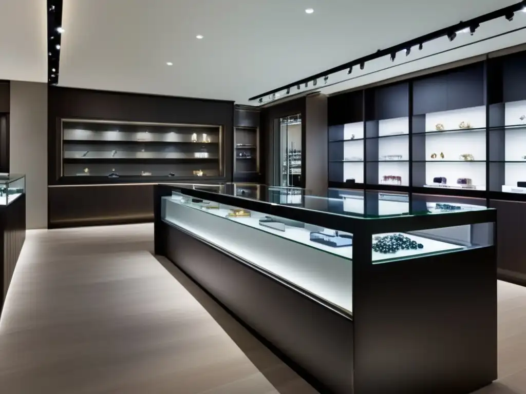 Joyería moderna y futurista con realidad virtual Innovaciones en joyería con realidad virtual: tienda moderna con joyas exquisitas y tecnología vanguardista