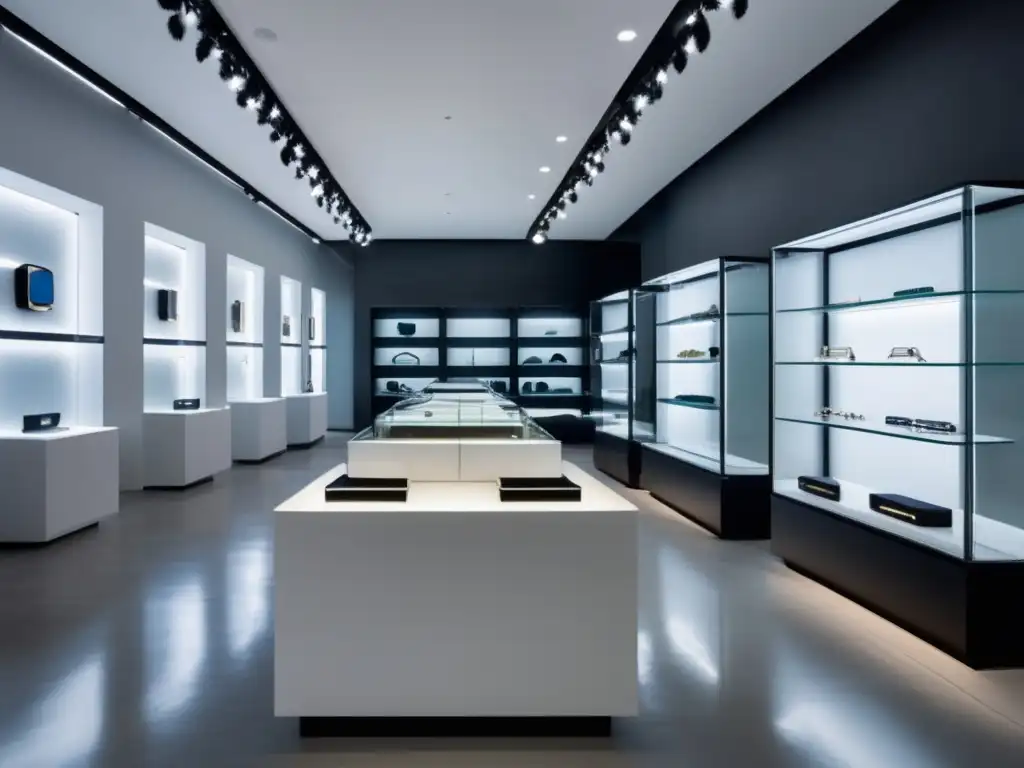 Tendencias futuras joyería innovadoras en tienda minimalista y moderna