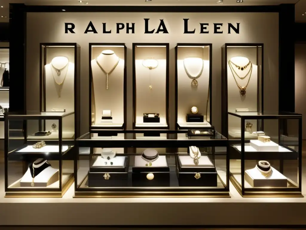 Joyería de Ralph Lauren: exhibición elegante y moderna con selección cautivadora de piezas de lujo y atención al detalle